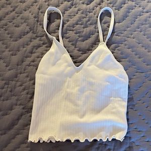 Forever 21 Cream Tank Top with Ruffled Bottom size M/L